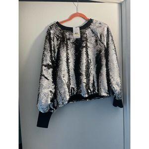 NWT! Skinny Girl Silver Sequins Pullover Sweater